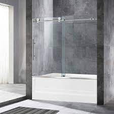 When it comes to closet and bathroom doors, space is always a consideration. Woodbridge Mbsdc6062 C Frameless Sliding Glass Tub Door 56 60 W X 62 H Chrome Finish Amazon Com
