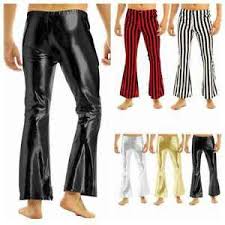 Often made of denim, they flared out from the bottom of the calf, and had slightly curved hems and a circumference of 18 inches (46 cm) at the bottom of each leg opening. Men 70 S Leather Pants Disco Party Bell Bottom Flared Long Trousers Clubwear Ebay