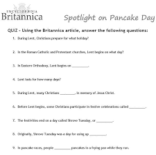 Pancake Day Quiz Use This Puzzle Activity From The Encyclopaedia Britannica To Learn About Pancake Day Pancake Day Shrove Tuesday Pancakes Teaching