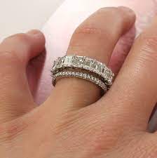 Love This New Trend Two Diamond Bands Instead Of An Engagement Ring And A Wedding Band Stackable Rings Wedding Diamond Wedding Bands Eternity Ring Diamond