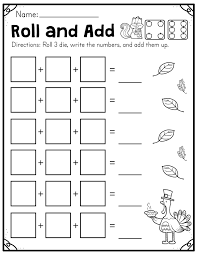 Fall Roll And Add Worksheet First Grade Made By Teachers Kindergarten Math Worksheets Free First Grade Worksheets Fall Worksheets