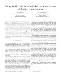Experts give their free nba picks against the spread and on over/unders. Pdf Using Reddit Data For Multi Label Text Classification Of Twitter Users Interests