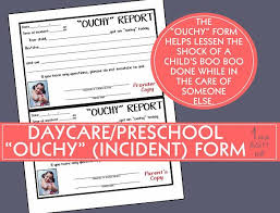 Daycare Form Ouchy Report Accident Form Incident Etsy Daycare Forms Starting A Daycare Early Childhood Education Lessons