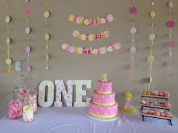 Pin By Sarah Durst On Pink And Yellow Polka Dot First Birthday Cake Table Decorations Dessert Table Birthday Party Cake Table Birthday