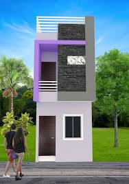 10x35 House Plan With 3d Elevation Narrow House Designs Row House Design Small House Elevation Design