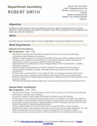 Department Secretary Resume Samples Qwikresume