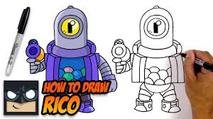 P throws a heavy suitcase with angry intent. How To Draw Brawl Stars Rico Step By Step Tutorial Youtube