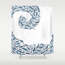 Whale Wave Shower Curtain By Elena O Neill Society6 Unique Shower Curtain Mermaid Shower Curtain Whale Shower Curtain