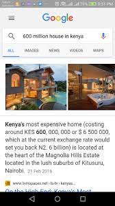 Scopri ricette, idee per la casa, consigli di stile e altre idee da provare. Kenya S Most Expensive Home Costing Around Kes 600 000 000 Or 6 500 000 Which At The Current Exchange Rate Would Set You Back N2 6 Billion Is Located At The Heart
