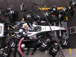 A fully equipped nascar pit crew can change all four tires on their driver's car in less than 20 seconds! Pit Stop Autopedia Fandom