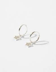 Sterling silver hoop earrings wholesale. Sterling Silver Star Charm Hoop Earrings Sterling Silver Accessorize Global