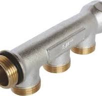 SOMATHERM FOR YOU, Collecteur de distribution 3 sorties coniques Easy Lock  3/4" en laiton nickelé, étanchéité par joint torique, idéal pour ...