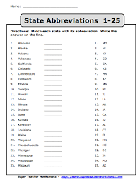 Looking for the list of 50 states in alphabetical order? Abbreviation Worksheets