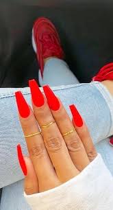 You should try out this time with the red shade. Nails Nails Winter Nails Winter Gel Nails Acrylic Coffin Nail Designs Nail Ideas Red Acrylic Nails Coffin Nails Designs Red Nail Designs