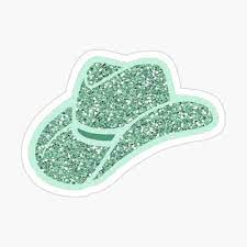 Green Glitter Cowgirl Hat Sticker By Maddiee Kennedy In 2021 Preppy Stickers Preppy Wallpaper Green Glitter