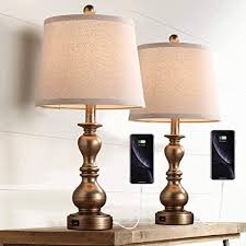 Author mely posted on september 11, 2017. Resin Table Lamp Sets Of 2 For Bedroom Living Room Plug In Bedside Nightstand Light Lamps With 2 Usb Ports White Fabric Shade 2 Pack Gold Base Beige Shade Amazon Com