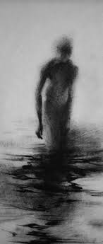 Haunting Figure Drawing Gothic Moody Dark Shadow Crayon Wading Water Fog Fine Art Wander I Charcoal Art Figure Drawing Life Drawing