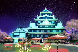 夜の幻想的な烏城