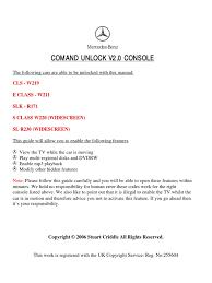 This document was uploaded by user and they confirmed . Mercedes Comand Aps Unlock Classe E Slk Sl S Cls Ml Pdf Computing