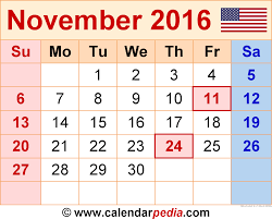Christian, catholic, jewish & muslim. November 2016 Calendar Templates For Word Excel And Pdf