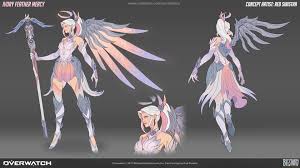 Mercy flies towards a targeted ally. Helena Macias Aka Redsinistra Ivory Feather Mercy