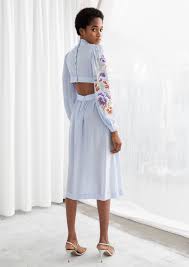 Sheer Floral Embroidered Midi Dress Light Blue Midi Dresses Other Stories Embroidered Midi Dress Light Blue Midi Dress Midi Dress