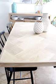 White Oak Herringbone Dining Tabledining Table With Metal Etsy In 2021 Light Wood Dining Table Handcrafted Dining Table Wood Dining Table