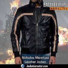Nicholas Mendoza Hardline Battlefield Jacket Jackets Creator Jackets Black Leather Bomber Jacket Leather Bomber Jacket
