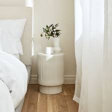 Fluted Side Table In 2020 White Side Tables Pedestal Side Table Drum Side Table