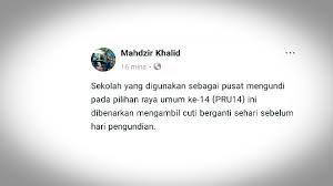 Semua negeri kecuali johor, kedah, kelantan, perlis & terengganu. Boleh Mohon Cuti Berganti Sebelum Hari Pengundian Pendidik2u