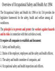 The act also created the occupational safety and health review commission, an independent commission tasked with reviewing and ruling on contested citations or penalties violating provisions of the occupational safety and health act can mean serious consequences for the employer. Ch12 Occupational Safety And Health Topic 12 Safety And Health Refer To Chapter 7 Maimunah Aminuddin 2011 The Nature And Role Of Safety Health In The Course Hero