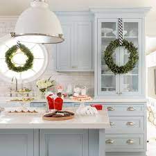 35 Christmas Kitchens And 55 Hostess Gift Ideas The Glam Pad Kitchen Decor Inspiration Light Blue Kitchens Interior Design Kitchen