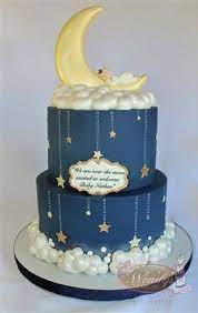 Two Tiers Moon Baby Shower Cake With All Edible Details Baby Shower Cakes For Boys Gold Baby Shower Cake Shower Cakes