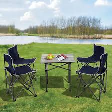 Portable folding tables and chairs at lowe's. 5 Pc Outdoor Foldable Portable Lightweight Camping Table Chairs Set W Carry Bag Ebay