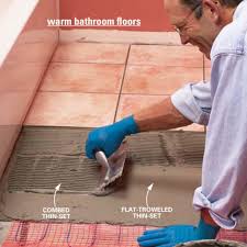 Though it works wonders in bathrooms with showers and bathtubs, there's little to no reason to use it in a half bathroom. How To Install In Floor Heat Installing Heated Floors Heated Tile Floor Radiant Floor Heating