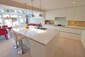 white gloss kitchen island modern