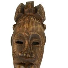 African Tribal Wood Mask Wall Hanging Hand Carved Plaque Folk Art u