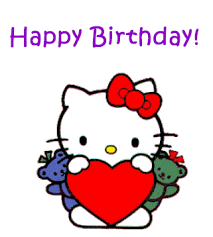 The message spells out happy birthday and every other letter features a waving hello kitty. Happy Birthday Hello Kitty Cartoon Wallpaper Hello Kitty Birthday Happy Birthday Images Happy Birthday Ashley