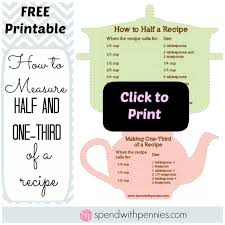 Click To Print Your Free Copy Love It Pin It To Save It Follow Spend With Pennies On Pinterest For More Grea Half And Half Recipes Half Recipe Chart Recipes