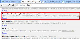 google chrome resume interrupted downloads