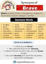 Synonyms Of Brave Another Word For Brave Englishoftheday Another Word For Brave English Writing Skills Words