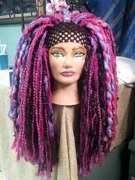 Super Fluffy Pink Purple Long Thick Yarn Dreadlock Wig Headdress Tribal Bellydance Cosplay Fairy Burlesque Funky Clown Yarn Wig Diy Wig Yarn Wigs
