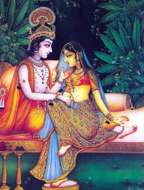 Image result for Radha thinking sitting on the river bank"