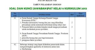Soal Dan Kunci Jawaban Pat Smp Kelas 8 Kurikulum 2013 Semua Mata Pelajaran Tahun 2019 Mgmp Ips Indramayu