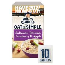 Quaker instant oatmeal original description. Quaker Oat So Simple Sultanas Raisins Porridge 10x38 5g Morrisons