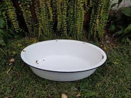 Extra Grosses Emaille Waschbecken Babybadewanne Ovale Weisse Emailwarenschale Bauernhaus Mit 2020 Garten Dekor Veranda