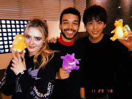 If ryan reynolds, kathryn newton, and justice smith were pokémon, who would they be? Justice Smith Kathryn Newton Ryoma Pokemon Detective Pikachu Facebook