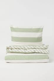 Beyond any store of its kind. Striped Duvet Cover Set Light Green White H M Cn