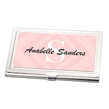 3 pack business card holders, stainless steel card case, professional name card holder for men and women, silver, 3.8 x 2.3 x 0.25 inches. Pink Personalized Business Card Holder