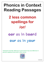 Use the list of difficult to read words provided in your program. Phonics In Context Reading Passages Oar Our Teaching Resources